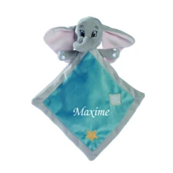 Disney - Dumbo L'éléphant - Doudou Plat Bleu Gris étoile 25 Cm