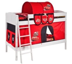 Disney Cars Lit Superposé Blanc Laqué Et Rideau Cars 90x200 Cm