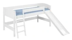 Lit Surélevé Blanc Laqué Toboggan IDA - Rideau Princesses -Disney lit sureleve blanc laque toboggan ida rideau princesses 75076