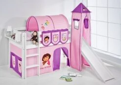 Lit Surélevé Blanc Toboggan Rideau Et Tour Dora 90x190 Cm 9 Lit Surélevé Blanc Toboggan Rideau Et Tour Dora 90x190 Cm -Disney lit sureleve blanc toboggan rideau et tour dora 90x190 cm 77881