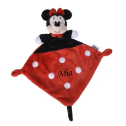 Disney - Minnie La Souris - Doudou Plat Rouge Noir 25 Cm