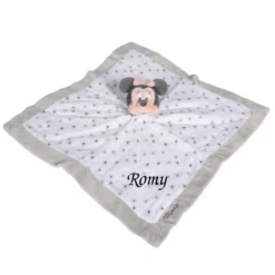 Disney Minnie La Souris Doudou Plat Lange Blanc Gris étoile