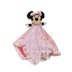 Disney Minnie La Souris Doudou Plat Rose Blanc Pois