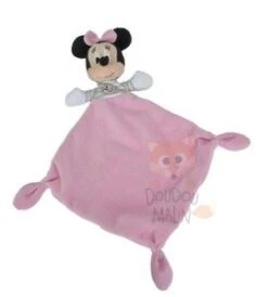 Disney Minnie La Souris Doudou Plat Rose Gris Rayé
