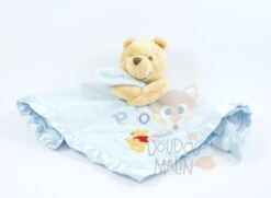 Disney Winnie L'ourson Doudou Plat Carré Bleu Snuggle Time