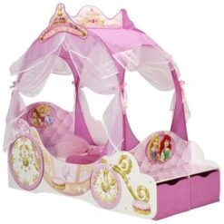 WORLDS APART DISNEY PRINCESSES Lit Enfant Fille - Carosse En Bois Avec Rangements Et Rideaux - Rose -Disney worlds apart disney princesses lit enfant fille carosse en bois avec rangements et rideaux rose 454160